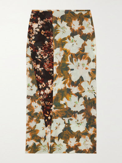 Dries Van Noten Panelled floral-print silk-blend midi wrap skirt at Collagerie