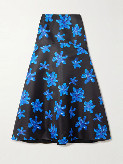Emilia Wickstead Tamilla floral-print faille maxi skirt at Collagerie