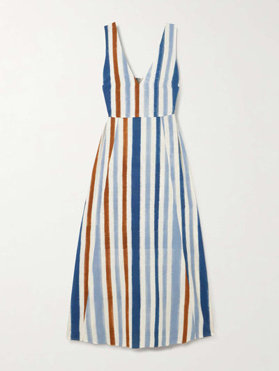 Emporio Sirenuse Nellie French striped cotton maxi dress at Collagerie