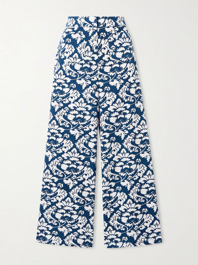 Emporio Sirenuse Adele Lotus floral-print cotton-twill wide-leg pants at Collagerie