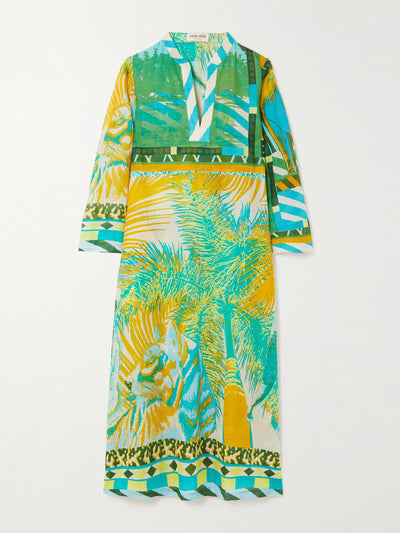 Emporio Sirenuse Green printed kaftan at Collagerie