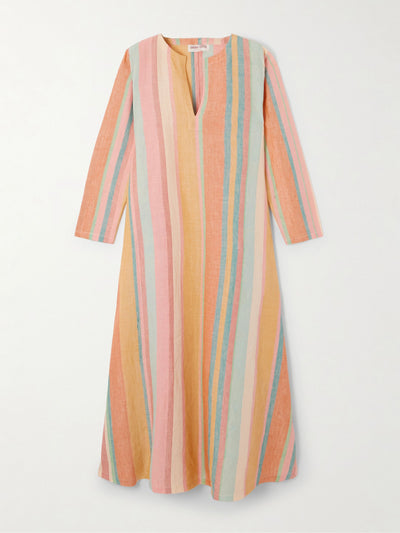 Emporio Sirenuse Striped linen kaftan at Collagerie