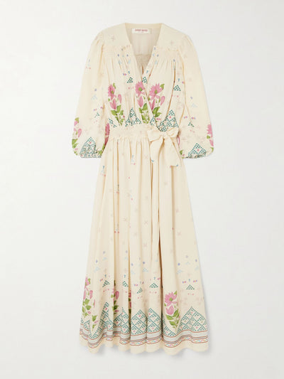 Emporio Sirenuse Lavinia belted floral-print silk crepe de chine wrap maxi dress at Collagerie