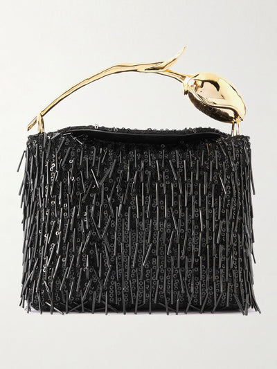 ERDEM Bloom mini embellished mesh clutch at Collagerie