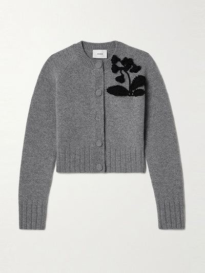 ERDEM Cropped appliquéd wool cardigan at Collagerie