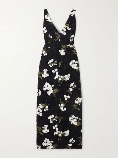 Erdem Embellished embroidered wool-blend cloquè midi dress at Collagerie