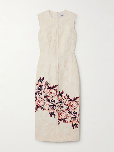 ERDEM Embroidered cotton and linen-blend midi dress at Collagerie