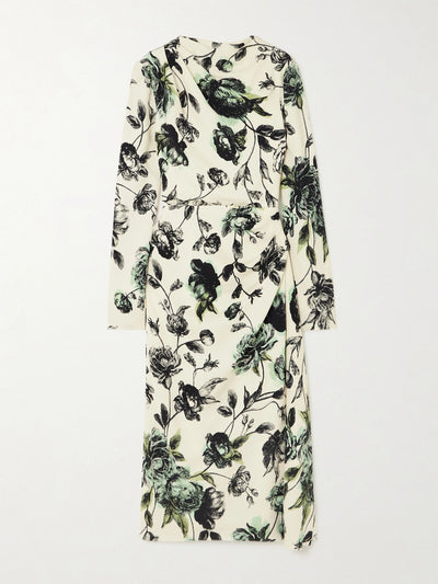 Erdem Violetta draped gathered crepe midi dress at Collagerie