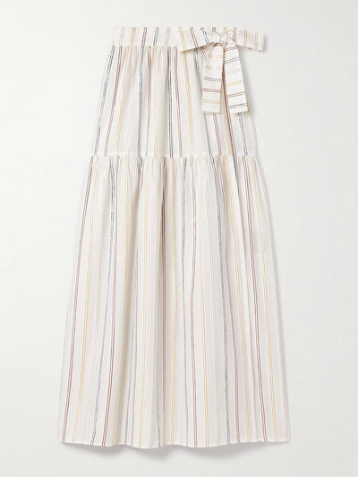 Eres Irisée Brillante metallic striped cotton-blend voile maxi wrap skirt at Collagerie