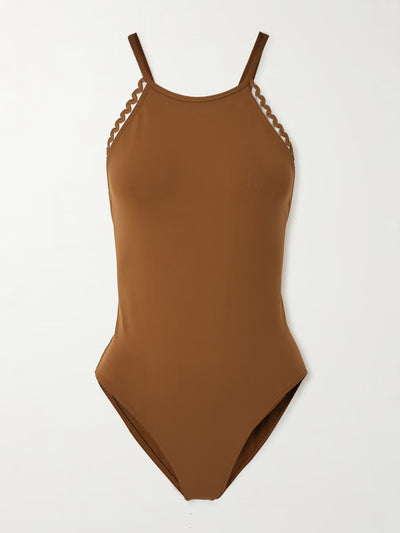 Eres Fever Sunlight ricrac-trimmed halterneck swimsuit at Collagerie