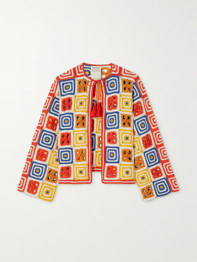 Escvdo Santeria patchwork crocheted-cotton cardigan at Collagerie