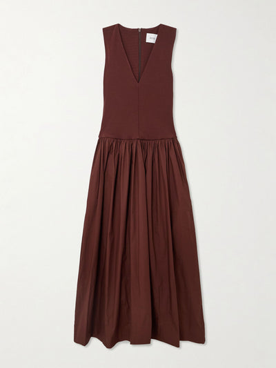 Esse Studios Stretch-knit and gathered organic cotton-poplin maxi dress at Collagerie