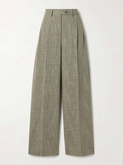 Etro Pleated checked woven wide-leg pants at Collagerie