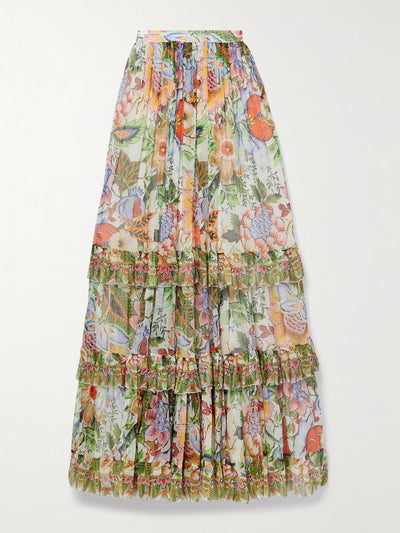 Etro Tiered silk-crepon maxi skirt at Collagerie