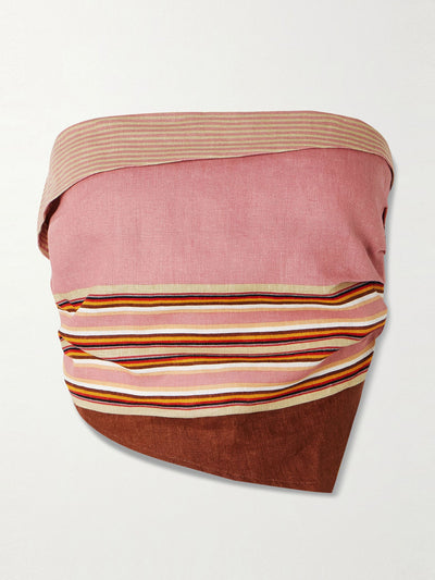 Faithfull Ebbe shirred striped linen bandeau top at Collagerie