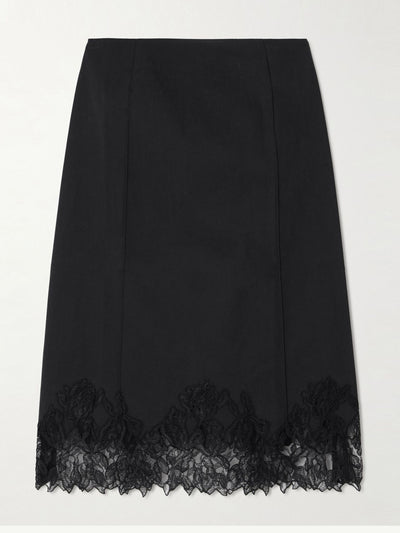 Faithfull Elsain corded lace-trimmed cotton-blend midi skirt at Collagerie