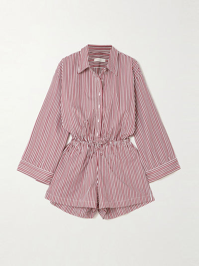 Faithfull Freja striped cotton-poplin playsuit at Collagerie