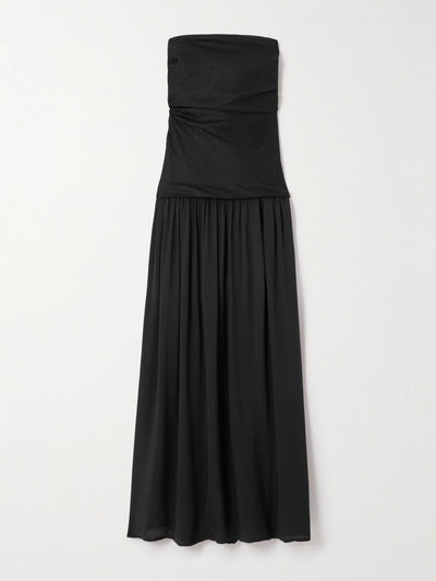 Faithfull Hedy strapless gathered linen and voile maxi dress at Collagerie