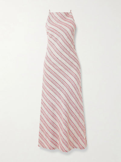 Faithfull Lison open-back striped linen and cotton-blend midi dress at Collagerie