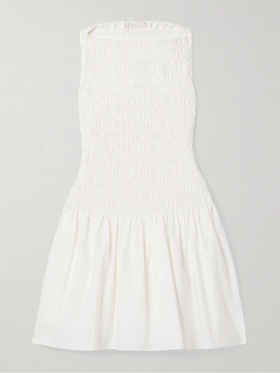 Faithfull Noa shirred cotton-poplin mini dress at Collagerie