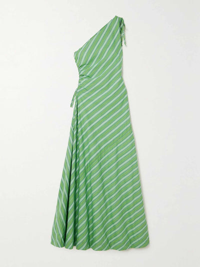 Faithfull The Brand One-shoulder striped organic cotton-poplin maxi dress at Collagerie