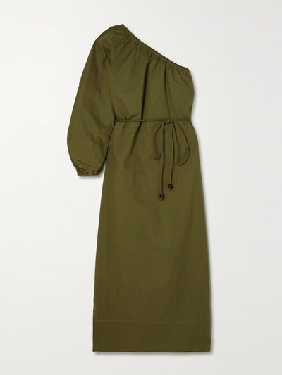 Faithfull The Brand x Monikh Khaki one-sleeve organic cotton-poplin maxi dress at Collagerie