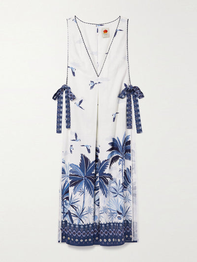 Farm Rio Cutout printed linen-blend maxi dress at Collagerie