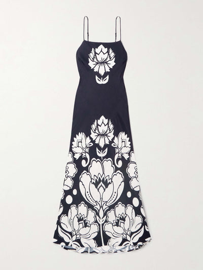 Farm Rio Floral-print satin maxi dress at Collagerie