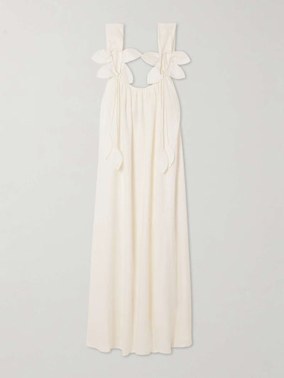 Farm Rio Gathered linen-blend maxi dress at Collagerie