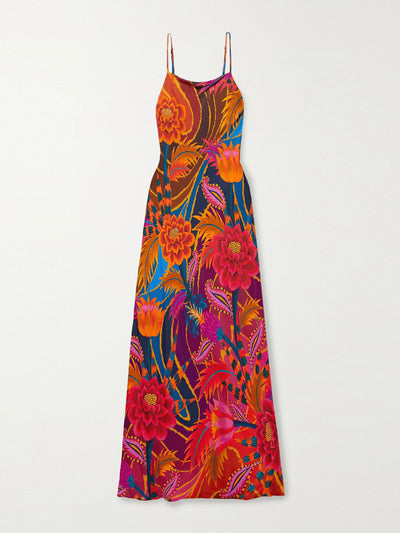 Farm Rio Printed satin maxi dress at Collagerie