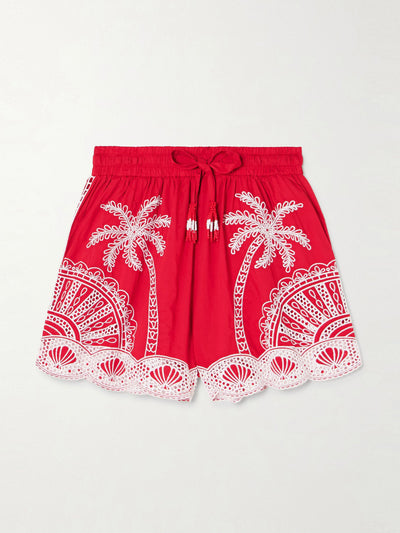 Farm Rio Scalloped broderie anglaise cotton shorts at Collagerie