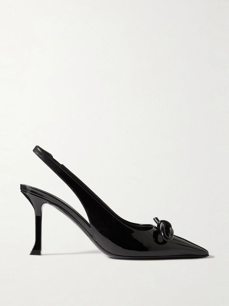 Arlene knotted patent-leather slingback pumps Shoes Ferragamo    - Collagerie