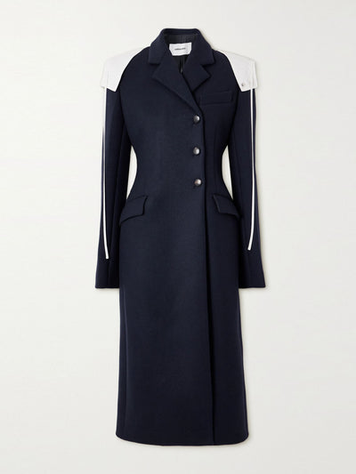 Ferragamo Hooded cotton-trimmed wool coat at Collagerie