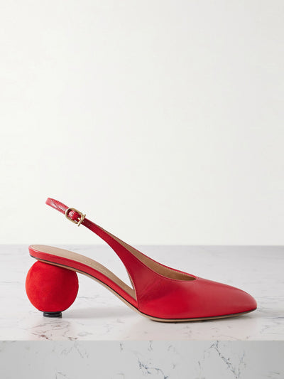 Ferragamo Tessie leather and suede slingback pumps at Collagerie