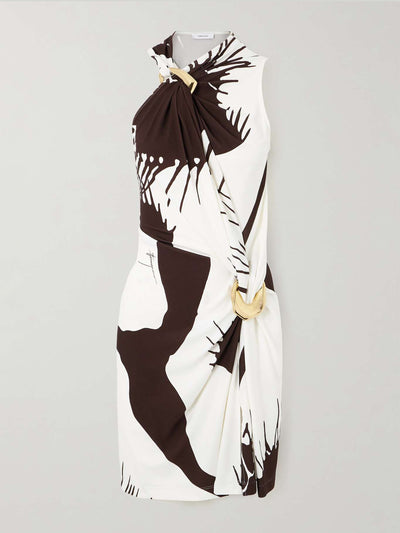 Ferragamo Venus embellished printed stretch-jersey dress at Collagerie