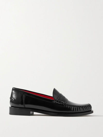 Ferragamo Black glossed-leather loafers at Collagerie