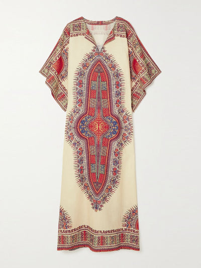 Fortela Multi-coloured printed kaftan at Collagerie