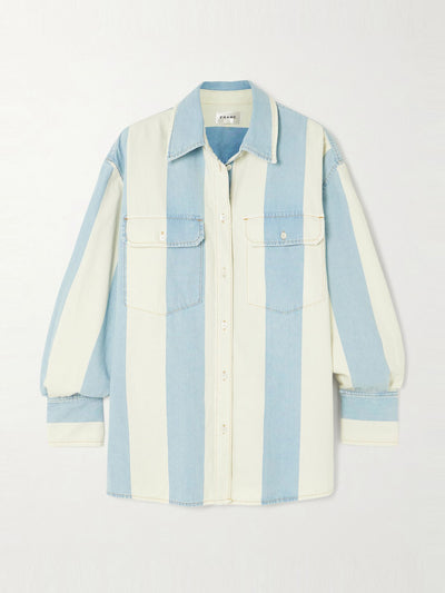 Frame The Borrowed oversized striped cotton-poplin shirt at Collagerie