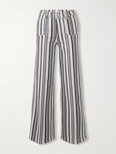 Frame Le Slim Palazzo Modernist Pocket striped high-rise wide-leg jeans at Collagerie