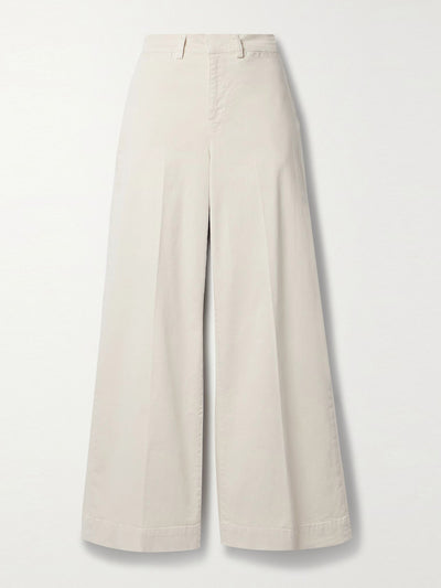 Frame Le Tomboy stretch-cotton twill wide-leg pants in Cream at Collagerie