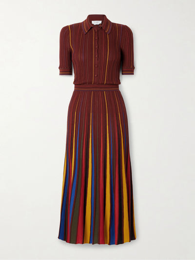 Gabriela Hearst Calypso ribbed striped merino wool midi dress at Collagerie
