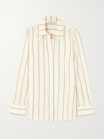 Gabriela Hearst Ivory striped wool and silk-blend twill shirt at Collagerie