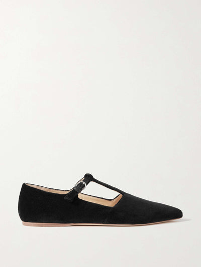 Gabriela Hearst Lola Ballerina organic cotton-velvet Mary Jane point-toe flats at Collagerie