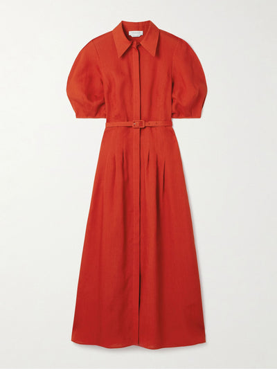 Gabriela Hearst Maude belted linen midi shirt dress at Collagerie