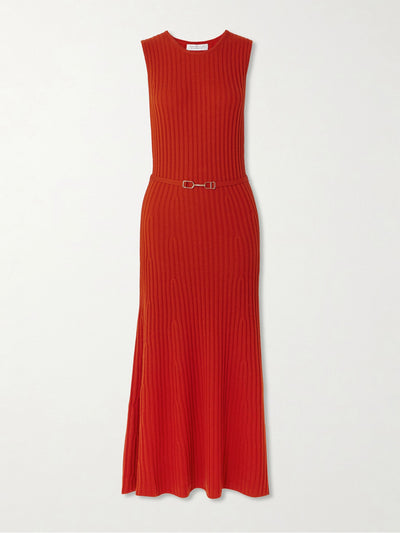 Gabriela Hearst Meier belted ribbed wool and cashmere-blend midi dress at Collagerie