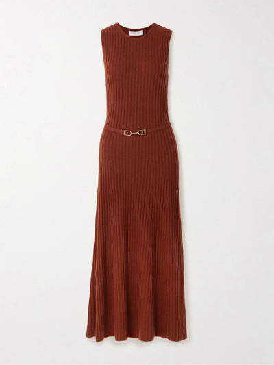 Gabriela Hearst Meier belted ribbed wool and cashmere-blend midi dress at Collagerie