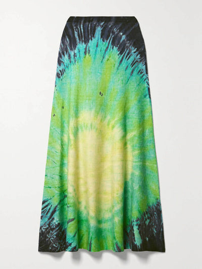 Gabriela Hearst Olive tie-dyed cashmere midi skirt at Collagerie