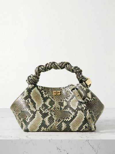 Ganni Bou snake-effect recycled leather-blend shoulder bag at Collagerie