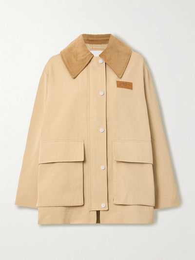 Ganni Corduroy-trimmed recycled-twill jacket at Collagerie