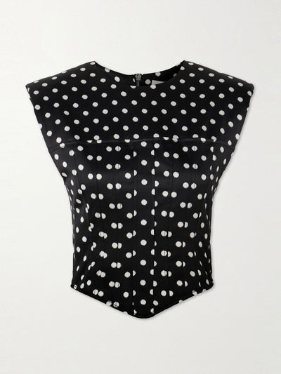 Ganni Polka-dot recycled-satin corset top at Collagerie